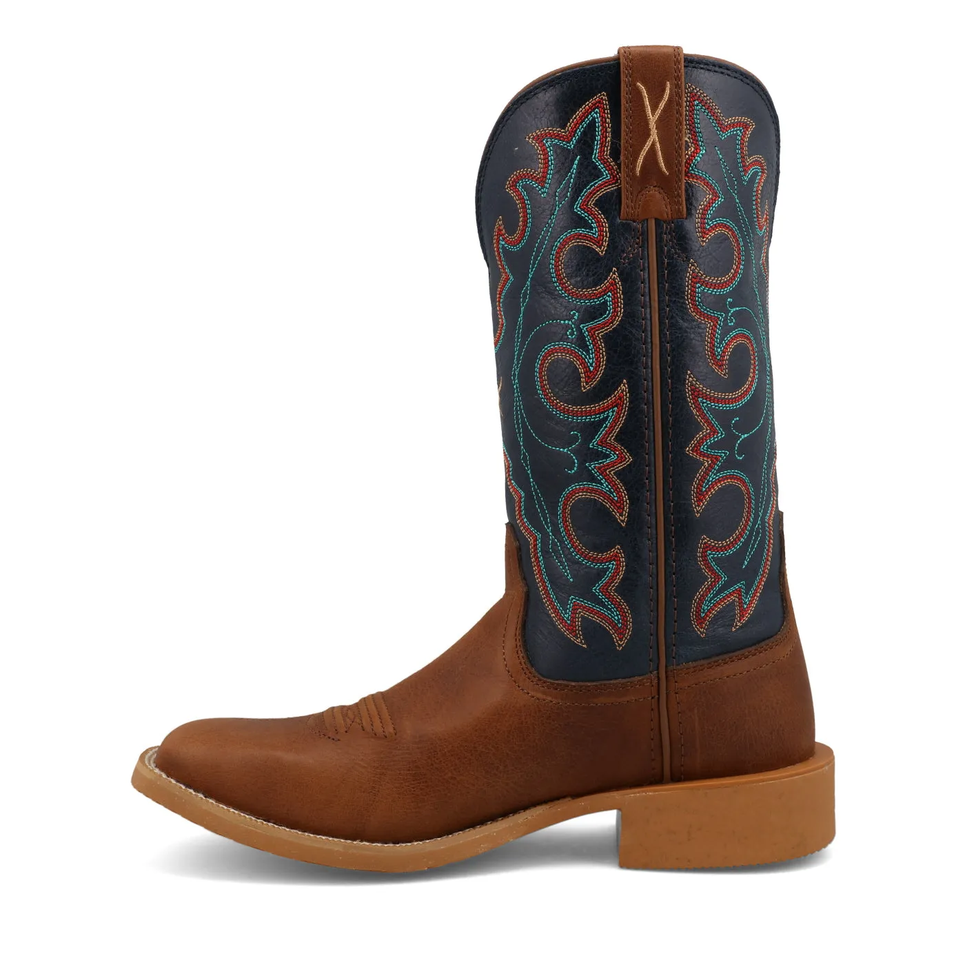 LADIES ROASTED PECAN & NAVY BLUE SQ TOE BOOT