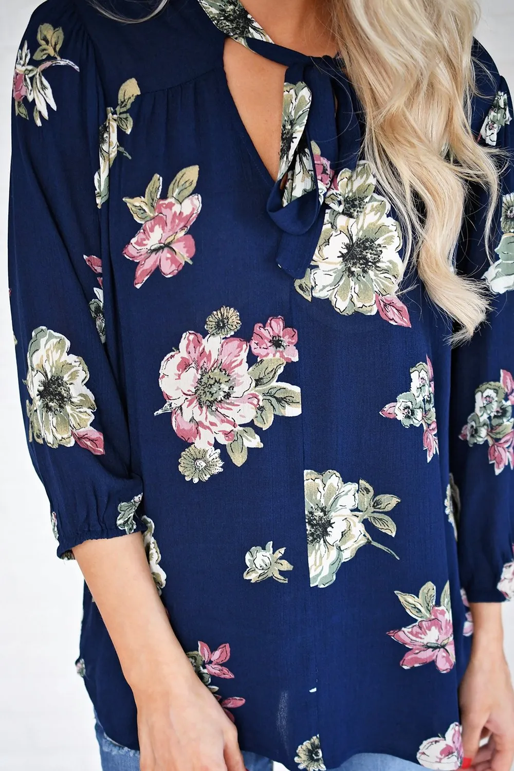 Navy Floral Blouse